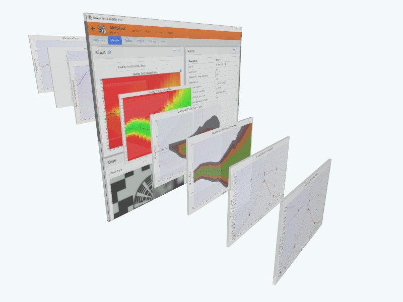 A render of a number of detailed charts exploding out from the screen