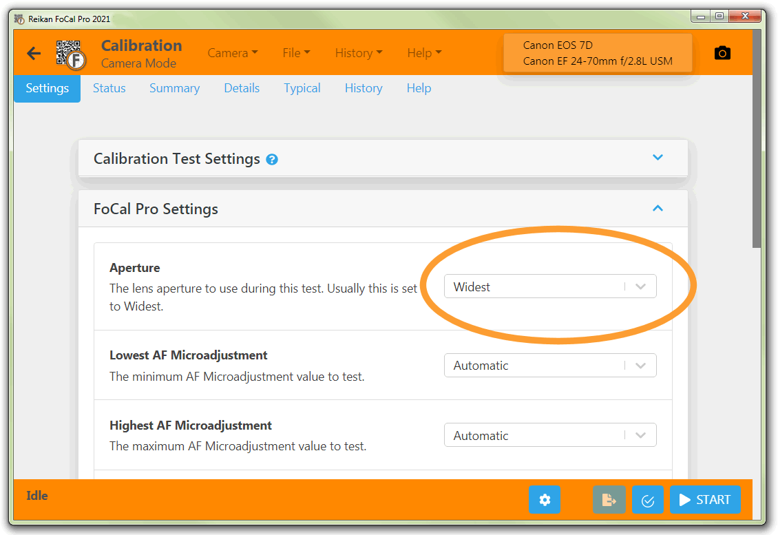 Adjust Aperture FoCal Pro