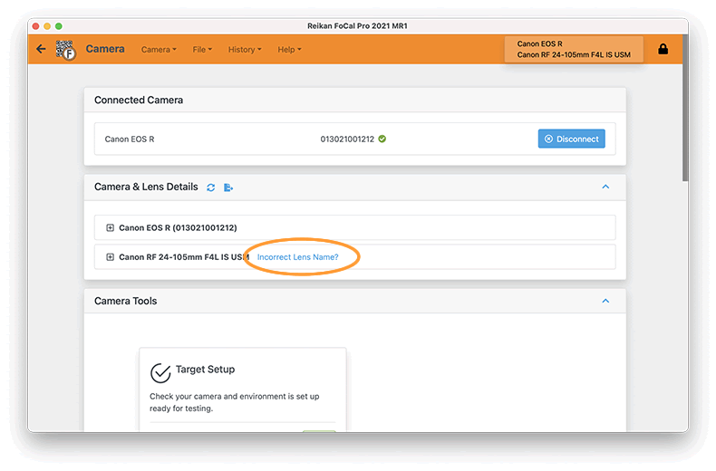 Report incorrect lens name